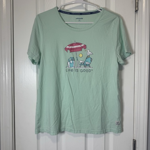 Life Is Good Other - Life Is Good Sleep Women's‎ Beach Chairs Umbrella Shirt Large Sea Green